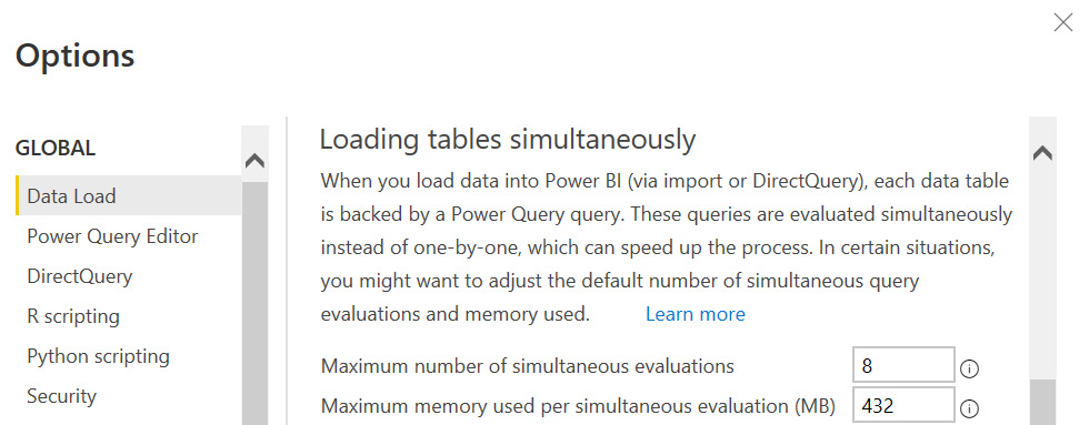 Figure 8.1 – The Power Query parallel loading settings

