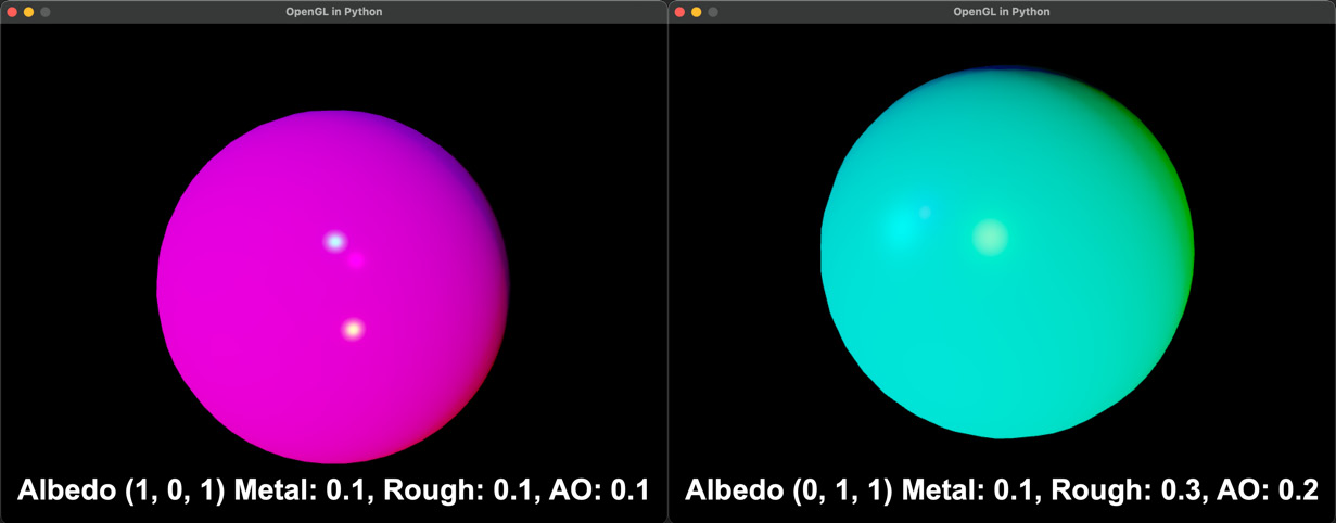 Figure 19.8: Spheres with different PBR treatments
