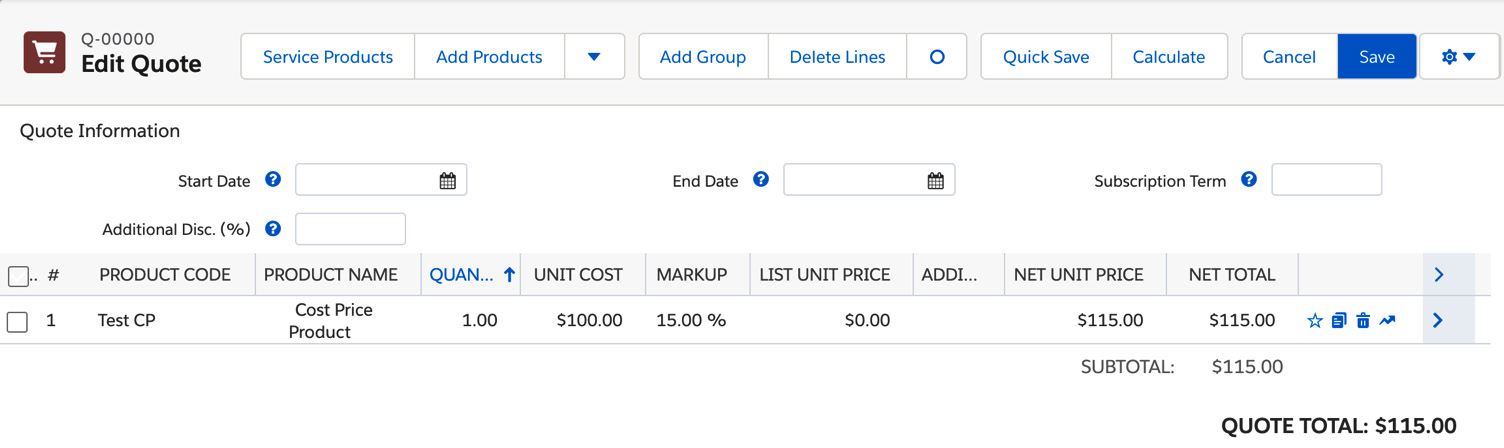 Figure 4.3 – Cost Price QLE 
