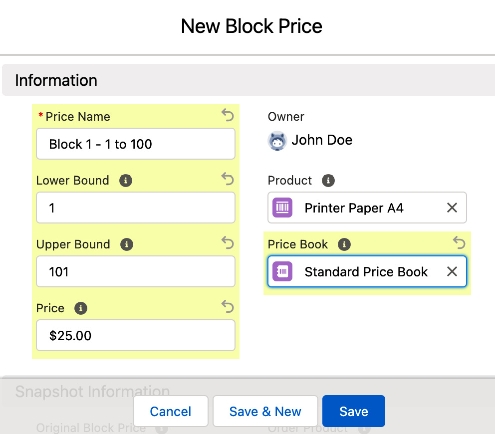 Figure 4.5 – Create a block price
