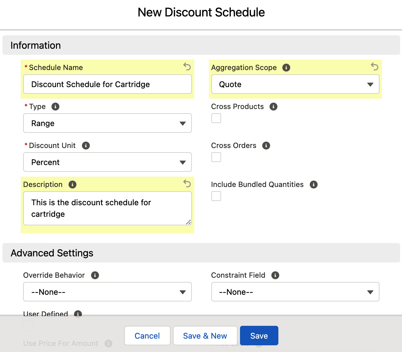 Figure 4.14 – New Discount Schedule
