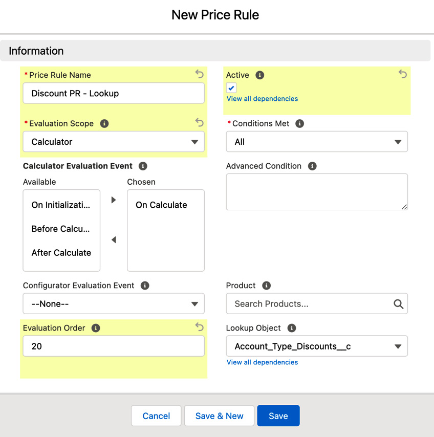 Figure 4.23 – Price rule with a lookup object 
