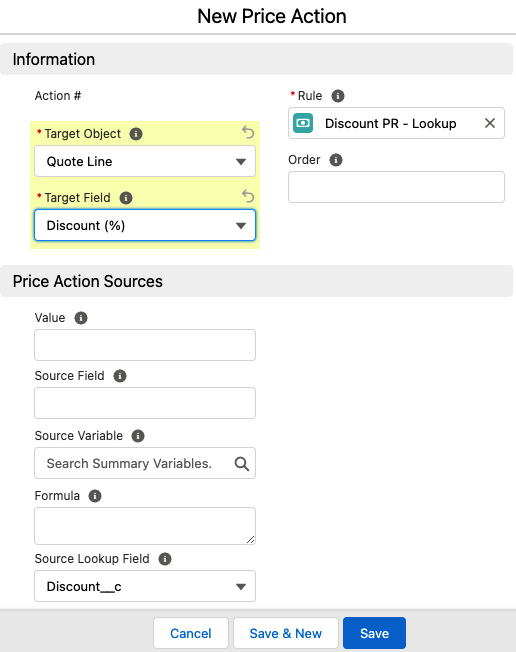 Figure 4.25 – Lookup query price rule – New Price Action
