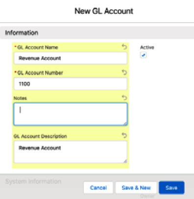 Figure 10.8 – New GL Account
