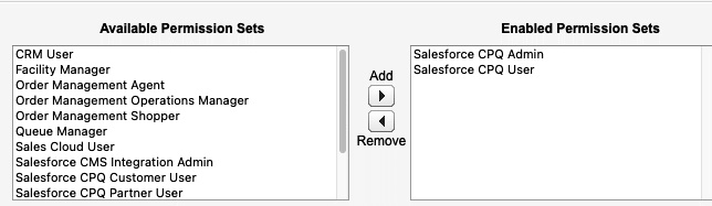 Figure 2.4 – Assigning CPQ permission sets to a user
