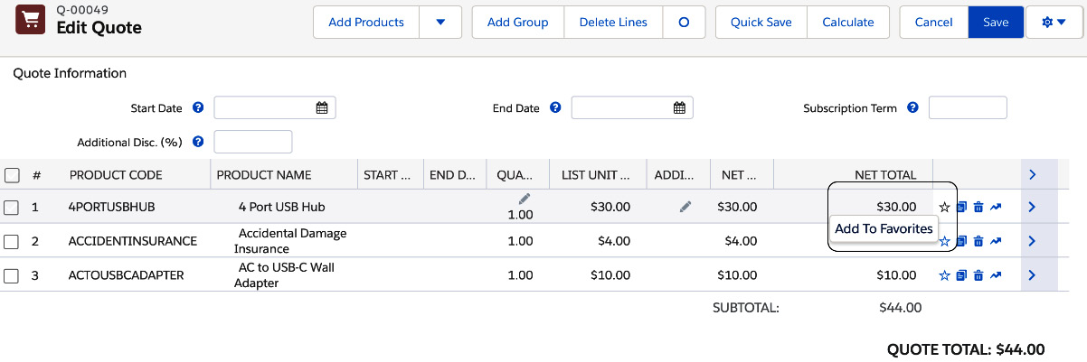 Figure 2.13 – QLE favorites
