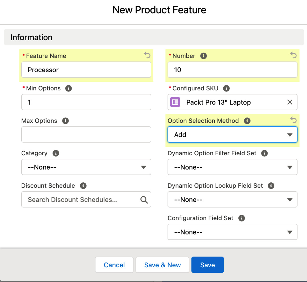 Figure 3.9 – Creating a product feature
