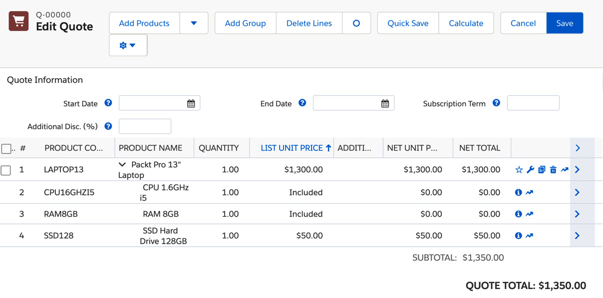  Figure 3.11 – Product bundle in the QLE
