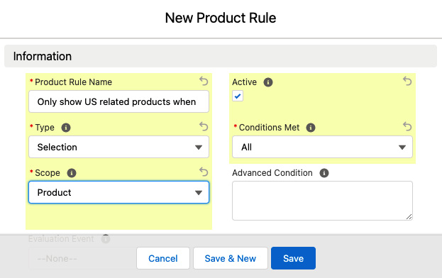 Figure 3.22 – Selection product rule 
