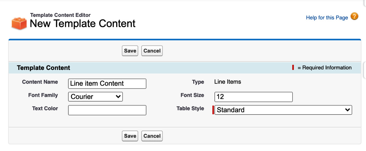 Figure 5.7 – Creating a New Template item content 
