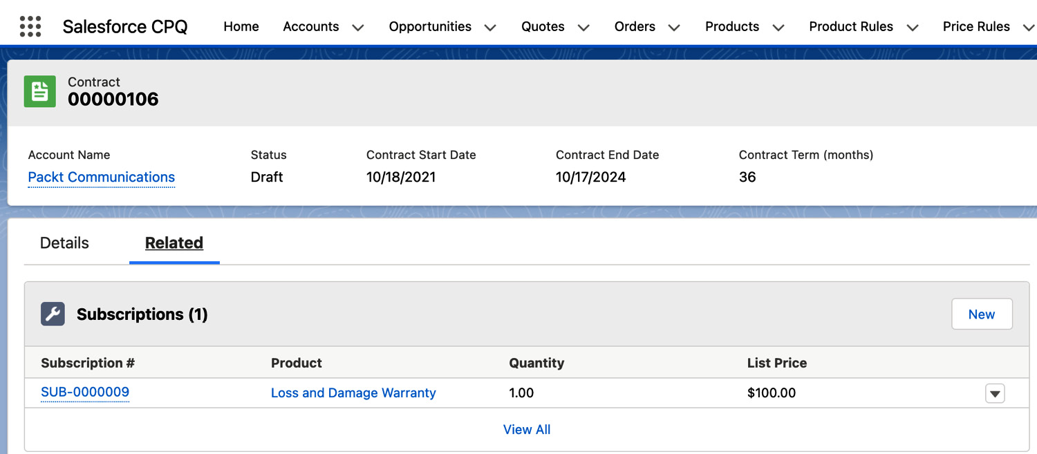 Figure 7.3 – Contract subscription lines
