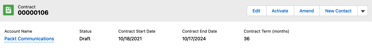 Figure 7.6 – Creating amendments from a contract
