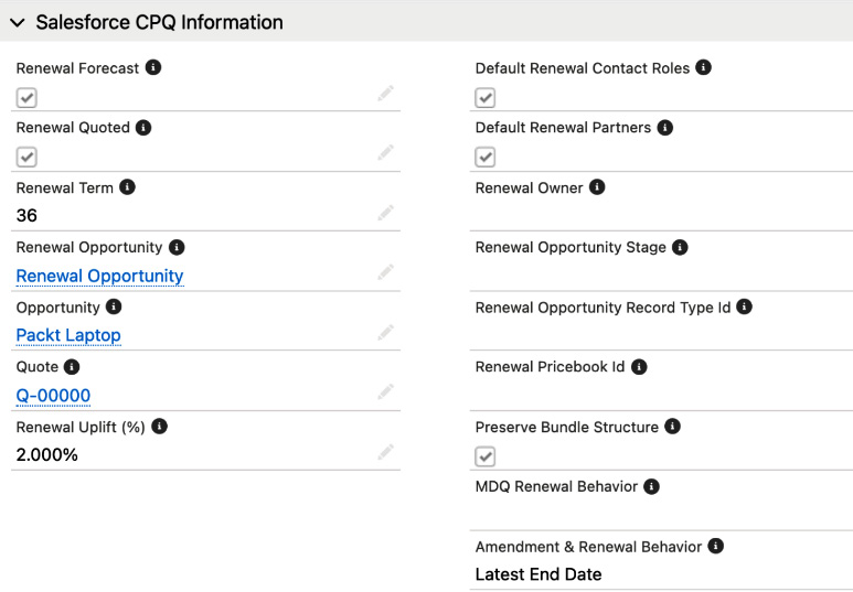 Figure 7.13 – Renewal fields on a contract
