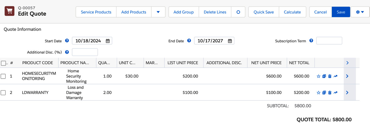 Figure 7.15 – QLE renewal quote
