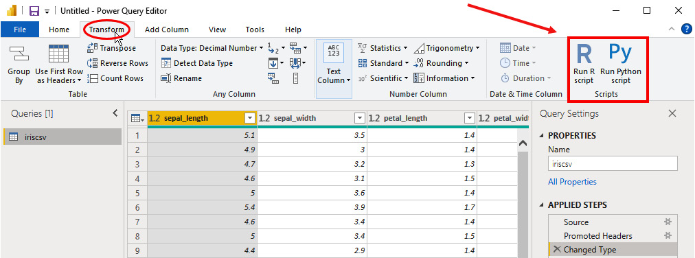 Figure 1.8 – R and Python script tools into Power Query Editor
