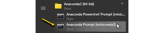 Figure 3.3 – Anaconda prompts that are useful for interacting with Miniconda
