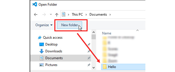 Figure 3.21 – Create a new folder on the fly and select it in the Open Folder window

