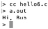 Figure 2.4 – Screenshot of compiling and running hello6.c
