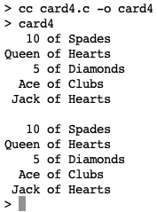 Figure 10.1 – Screenshot of card4.c output
