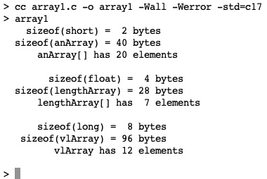 Figure 11.1 – Screenshot of array1.c output
