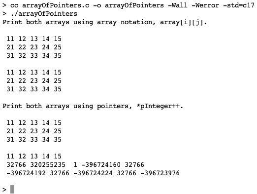 Figure 14.8 – Incorrectly traversing array of pointers to arrays
