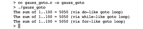 Figure 7.4 –  Screenshot of the gauss_goto.c output
