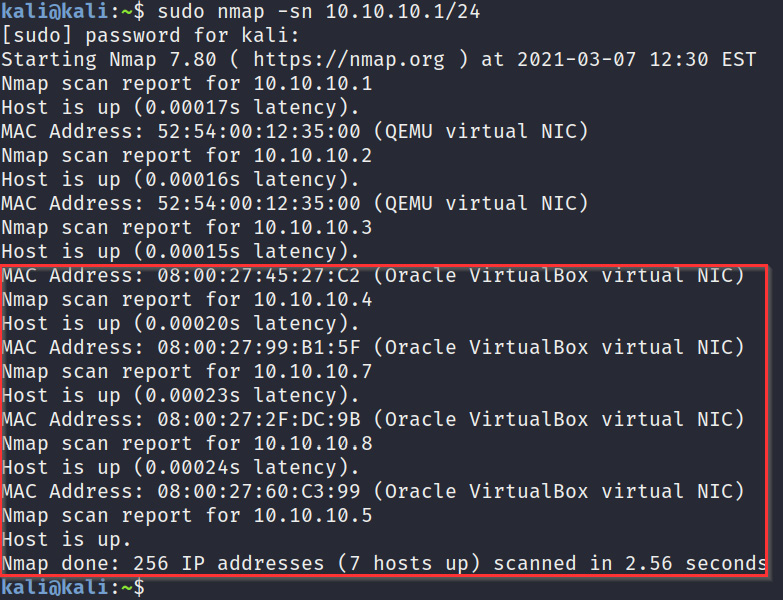 Figure 3.7 – Host discovery with Nmap
