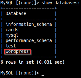 Figure 7.10 – MySQL databases