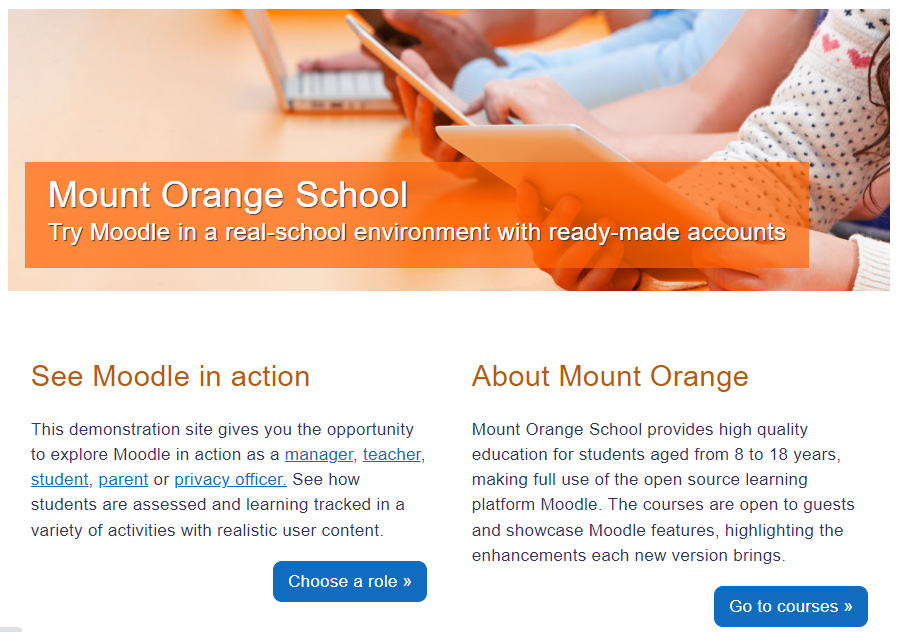 Figure 1.4 – The Mount Orange School demo, which can be customized 
