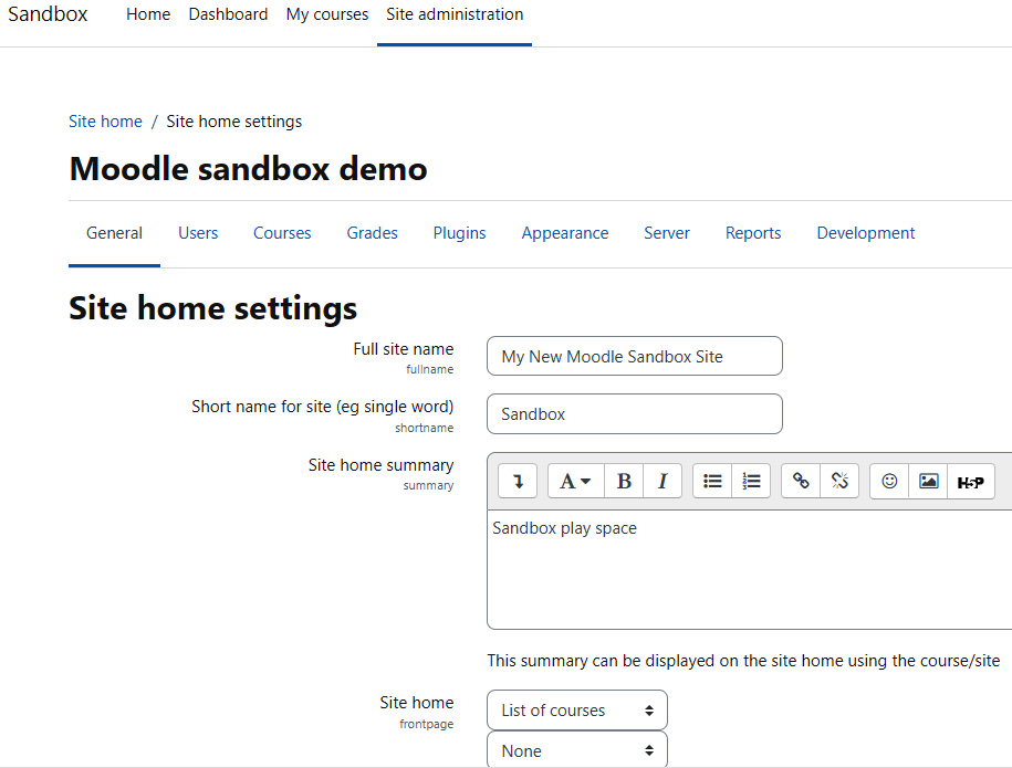 Figure 1.7 – Setting up a new Moodle site
