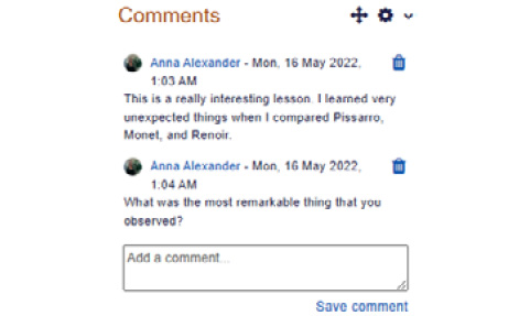 Figure 12.23 – Adding the first comment to encourage students to leave feedback
