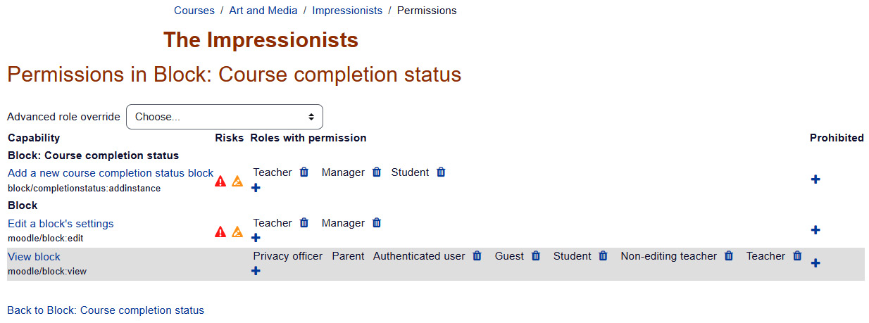 Figure 12.24 – The Course completion status block
