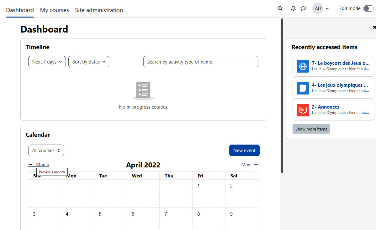 Figure 2.1 – Moodle 4.0 Boost-based theme
