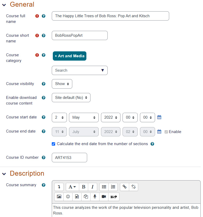 Figure 3.19 – Formatting the course summary
