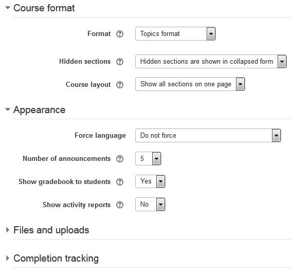 Figure 3.24 – Configuring the course format  
