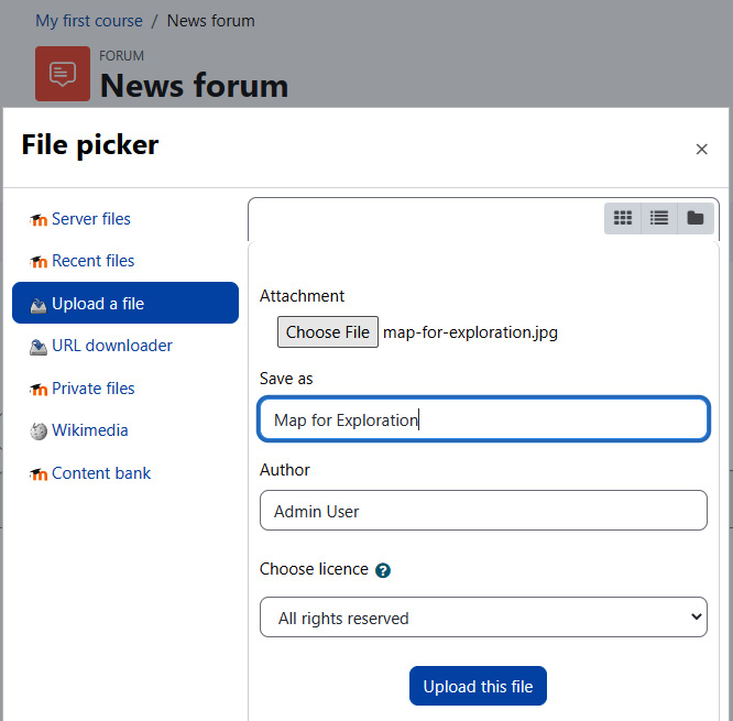 Figure 5.12 – Inserting an image in a news forum by clicking on the Insert Image icon
