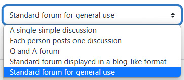 Figure 8.11 – Drop-down menu for you to select the forum type
