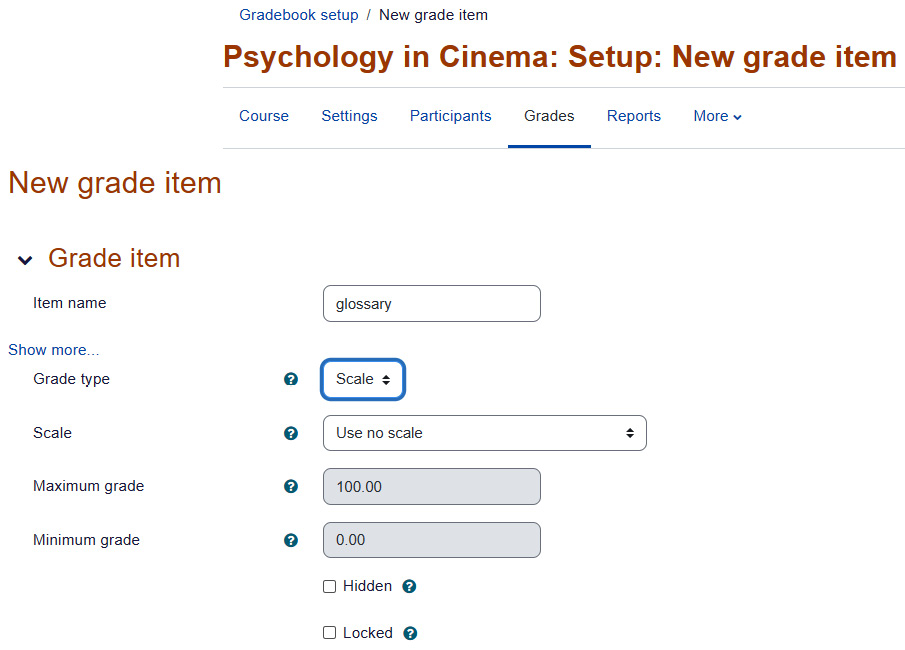 Figure 9.13 – Setting up grading for the glossary 
