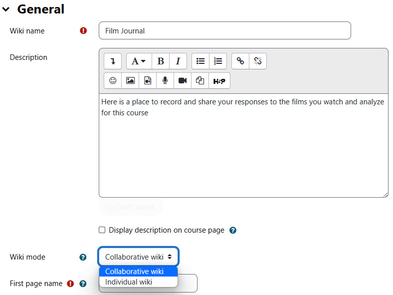 Figure 9.23 – Adding a new collaborative wiki
