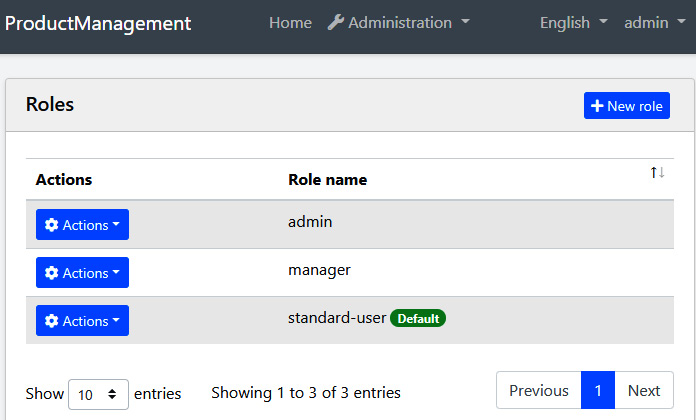 Figure 2.5 – The role management page

