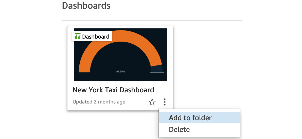 Figure 9.11 – Adding a dashboard to a shared folder
