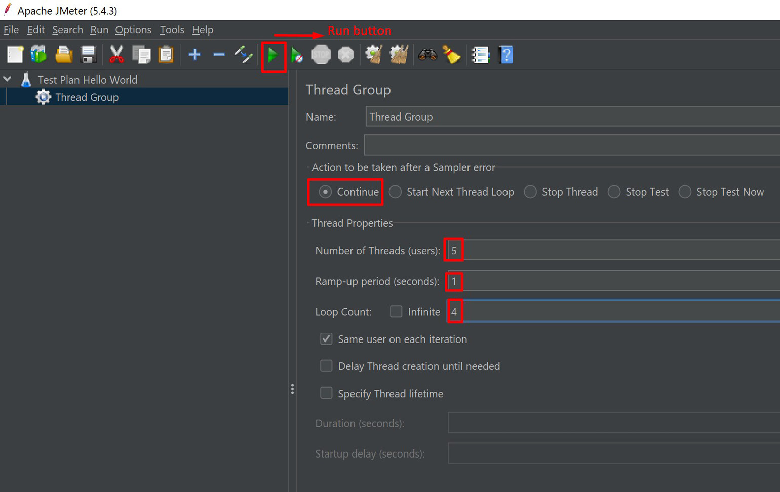 Figure 11.12 – JMeter – Thread Group configuration
