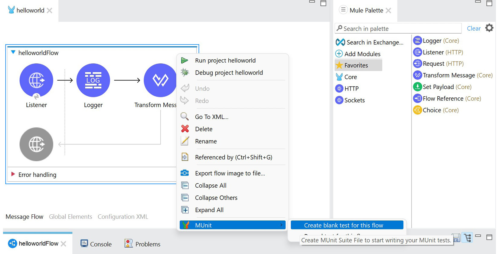 Figure 11.18 – MUnit – creating a blank test
