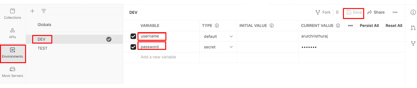 Figure 11.1 – Postman – environment variable