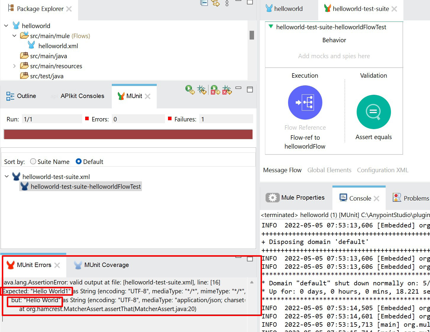 Figure 11.22 – MUnit – test suite MUnit Errors pane
