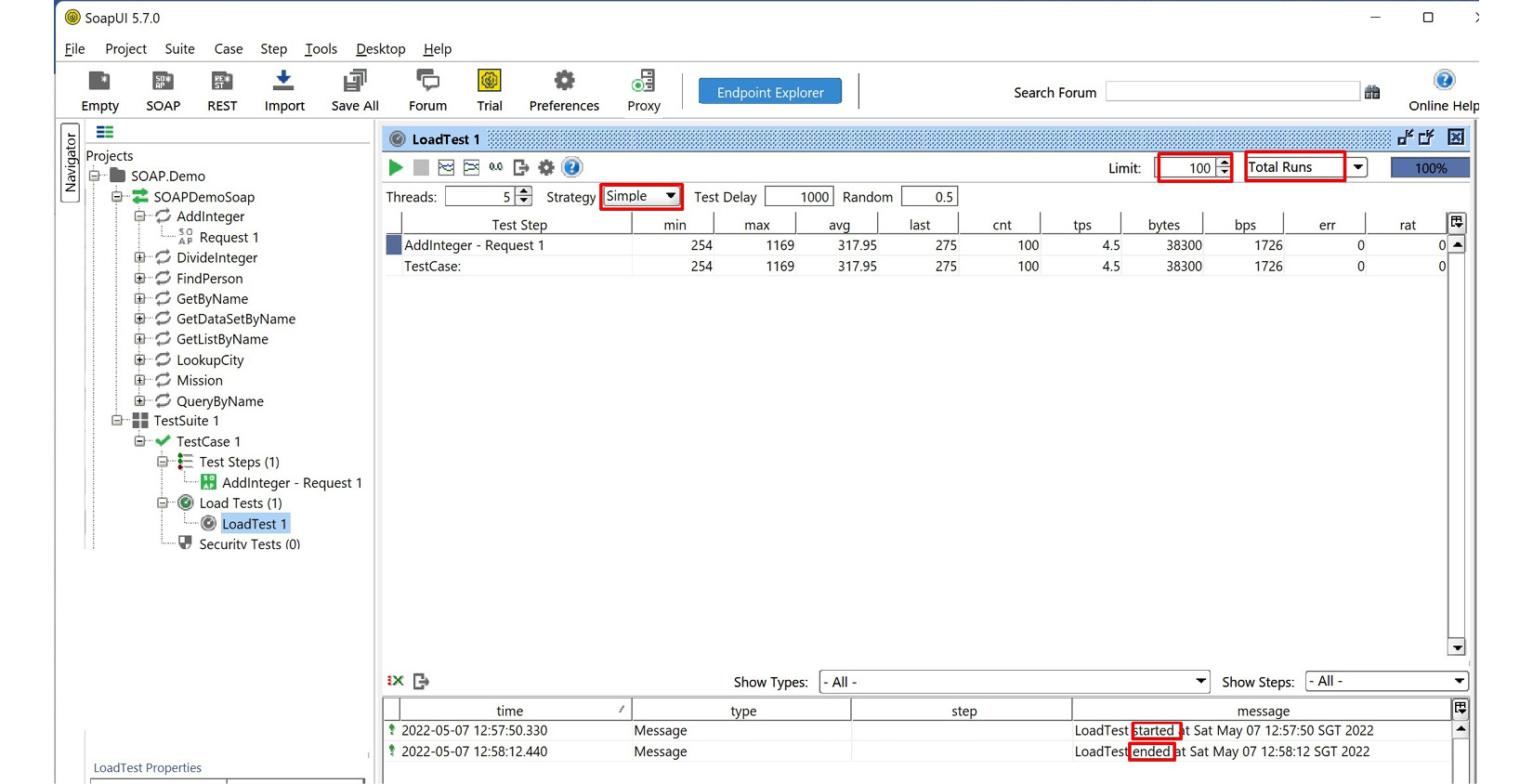 Figure 11.8 – SoapUI – load testing
