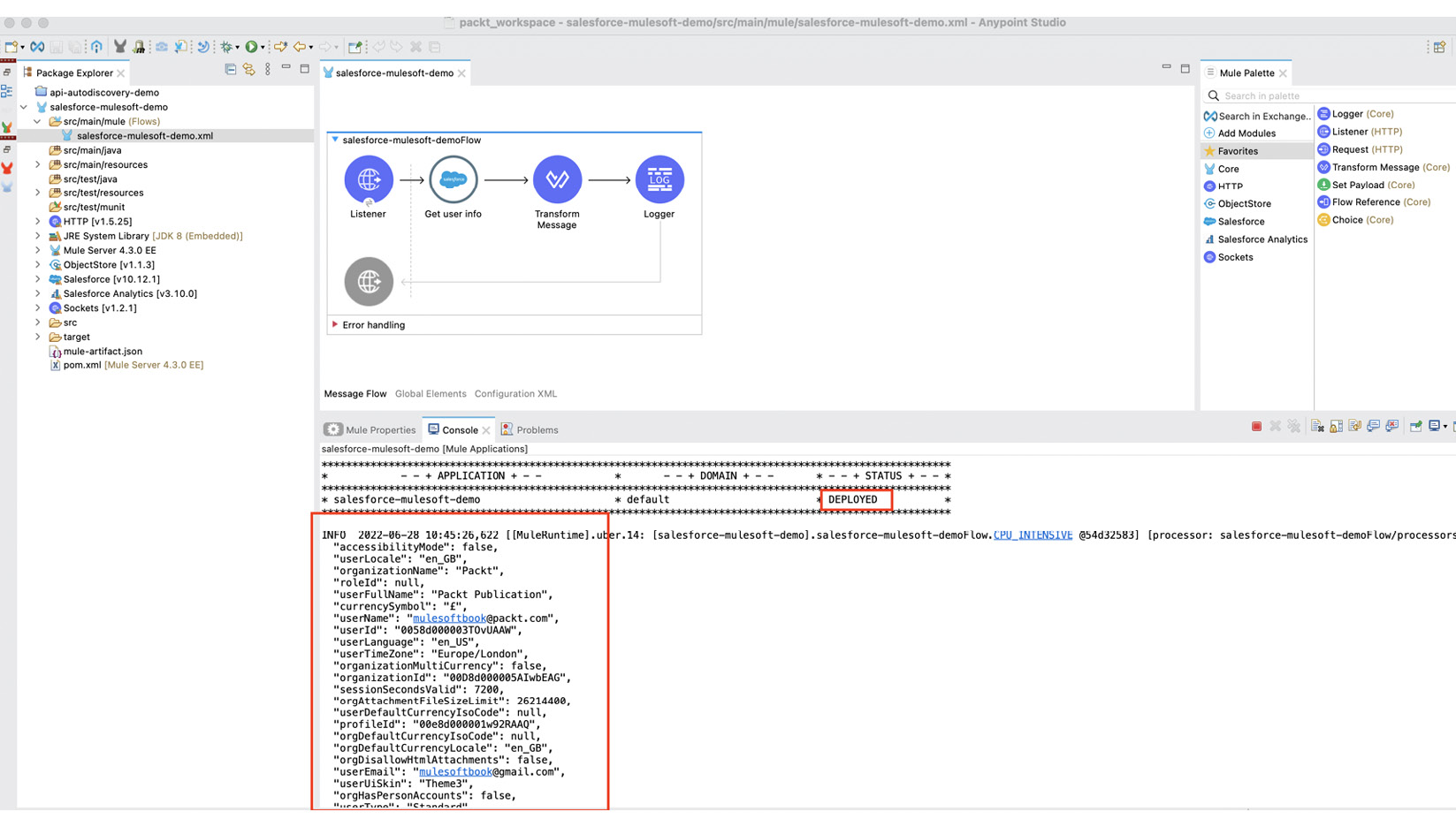 Figure 12.5 – User info from the Salesforce Developer account
