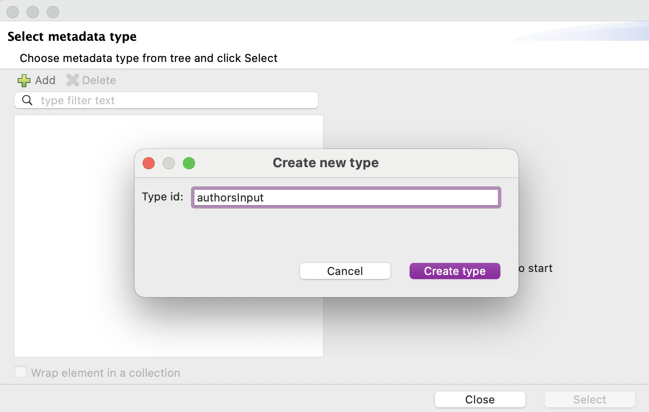 Figure 7.13: Window to create a new type
