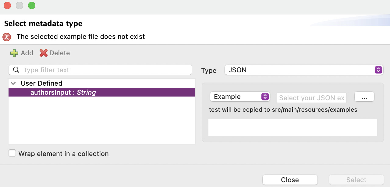 Figure 7.14: Window to modify the new type
