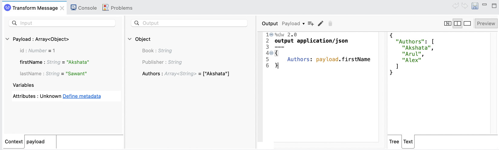 Figure 7.8: The Source with Trees view with a preview of the output
